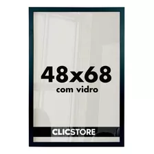 Moldura 48x68 Quadro Decorativo Vidro Poster Foto Corredor Cor Preto