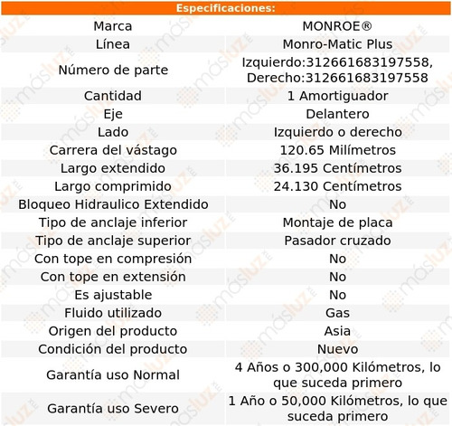 (1) Amortiguador Del Monro-matic Plus Der O Izq Comet 71/77 Foto 2