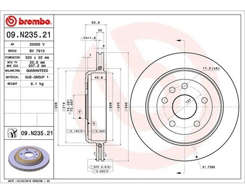 Discos Traseros Ventilados Brembo Jeep G Cherokee Ltd X 2020 Foto 2