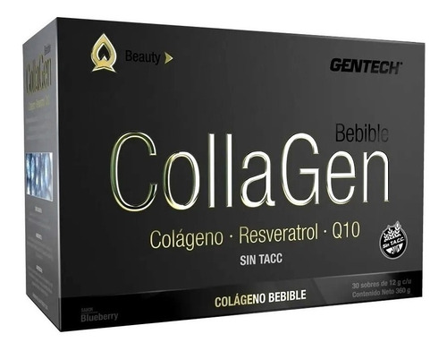  Suplemento En Polvo Gentech  Beauty Collagen Colágeno Sabor Blueberry En Caja De 360g 30 Un