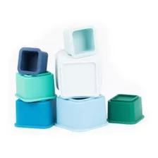 Cubos De Silicona Apilables Para Niños Marca Bella Tunno Color Celeste