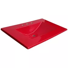 Bacha Vanitory Metalgrif Rojo 50 Cm Vidrio Maral 3 Orificios