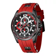 Reloj Deportivo Mini Focus Mf0350g Para Hombre Rojo - Negro Color De Correa Rojo Y Negro Color Del Bisel Negro Color De Fondo Negro Y Rojo