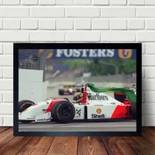 Quadro Poster C\moldura Do Piloto Ayrton Senna Na Mclaren A3