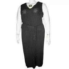 Vestido Negro Con Lineas Cafes Largo Talla 3x (42/44) Norton