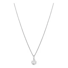 Corrente Colar Feminino Ponto De Luz Diamante Cz Prata 925 Cor Prateado