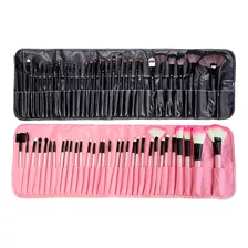 Kit 32 Pincéis Maquiagem C/ Estojo Blush Pó Grande Preto