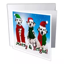 Three Dalmatian Dogs In Snow A Merry Bright Christmas.