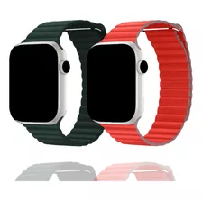 Pulseira Couro Magnética Para Apple Watch E Iwo Series Luxo