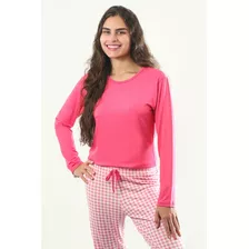 Pijama De Frio Feminino Inverno Xadrez Rosa Empório Algodão