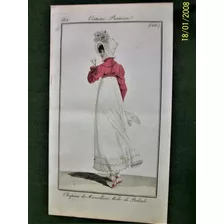 Moda Grabado Antiguo Coloreado Costume Parisien 1221