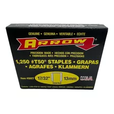 Grapas Arrow T50 17/32 (13mm) Caja 1250 Unidades 50ct Usa