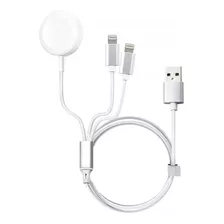 Cable Cargador 3 X 1 Magnético Usb Apple Watch & iPhone Color Blanco