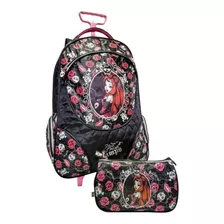 Kit Mochila Com Rodinhas Feminina Escolar + Necessaire Aig