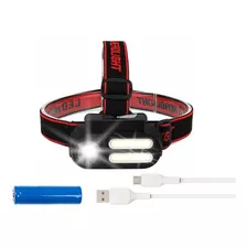 Linterna Minero Cabeza Vincha Doble Led Cob Recargable