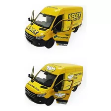 Kit Com 2 Miniaturas Van Mercedes Sprinter Sedex + Ml Envios