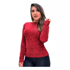 2 Blusa Tricô Tricot Listrada Feminina Suéter Gola V Ref:954