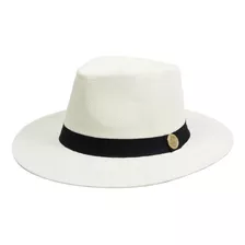 Chapéu Panamá Palha Shantung Branco Aba Reta 7cm Top Oferta!