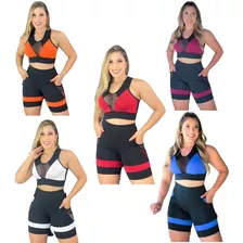 Kit 5 Roupas Para Treino Fitness Short E Top Academia