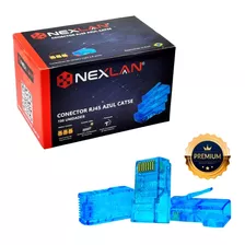 Conector Rj45 Azul Cat5e Premium, Nexlan - 100 Unidades