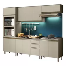 Cozinha Modulada 271cm Torre Dupla 6 Pç Perfect Duna/cristal