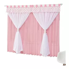 Cortina Quarto Infantil Menina Coroinha 2mts Cor Rosê