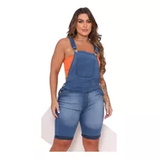 Macacão Macaquinho Jardineira Feminino Curto Bermuda Jeans 