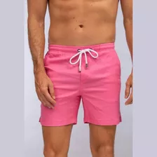 Short Red Feather Linho Masculino Rosa Bebe