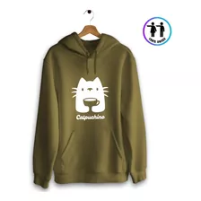 Poleron Canguro Hoodie Cat Puchino Capuchino Gato Café Michi An4