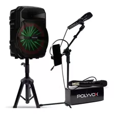 Kit Show Polyvox Caixa De Som 10 + Tripés + Mic Com Fio 