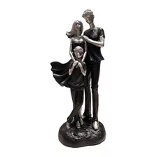 Escultura Estatueta Família Pai Mãe Filha Decorativa Filhos