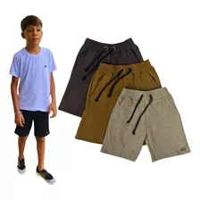  Kit De 5 Bermuda Moletom Infantil Masculina Short Algodão