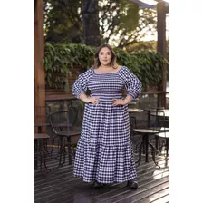 Vestido Feminino Festa Junina Plus Size Longo Manga