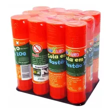 Cola Bastão 10g Retrátil Infantil Uso Escolar Kit 12 Un