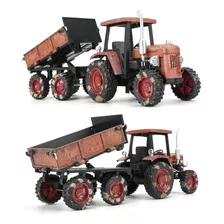 Trator Agrícola Miniatura Metal Carro Com Luzes E Som 1/32