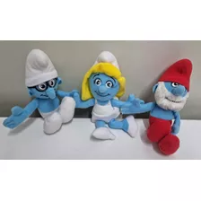 Coleção 3 Bonecos Smurfs De Pelúcia Mc Donalds 2011