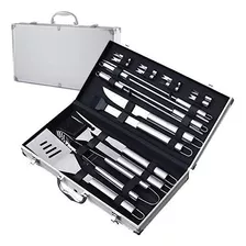 Set Asado Kit 19 Piezas 17 Estuche Aluminio Parrilla Asador