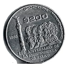 Moneda $200 Pesos Conmemorativa 175 Años Independencia C2