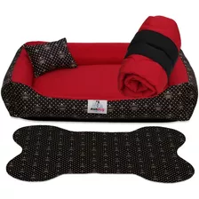 Kit Cama Casinha Caminha Pet Para Cachorro Lavável - Média Cor Coroa Red Gold