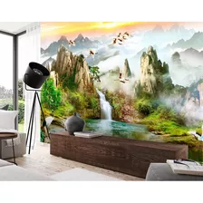 Painel Adesivo Papel Parede Paisagem Cachoeira Lago 10 M²