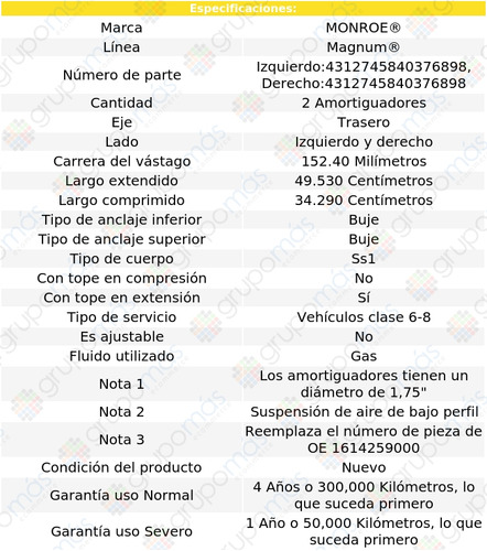 2 Amortiguadores Magnum Tra Freightliner Century Class 01-11 Foto 3