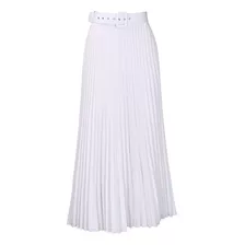 High Waist Large Skirt With Belt Pleated Elegant Skirt