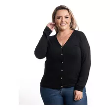 Cardigan Casaco Plus Size Feminino Botão Casaquinho Moda