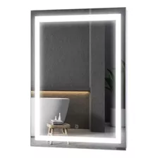 Espelho De Led Jateado Quadrado Premium 90x100 Cm Com Fonte