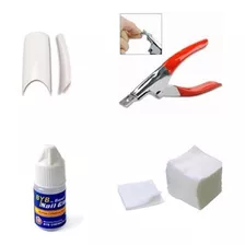 Kit Uñas Esculpidas Tips Corta Tips Pegamento Wipes Ydnis