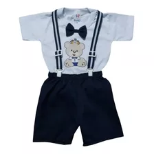 Kit Conjunto Masculino Infantil Roupa Urso Ursinho Príncipe