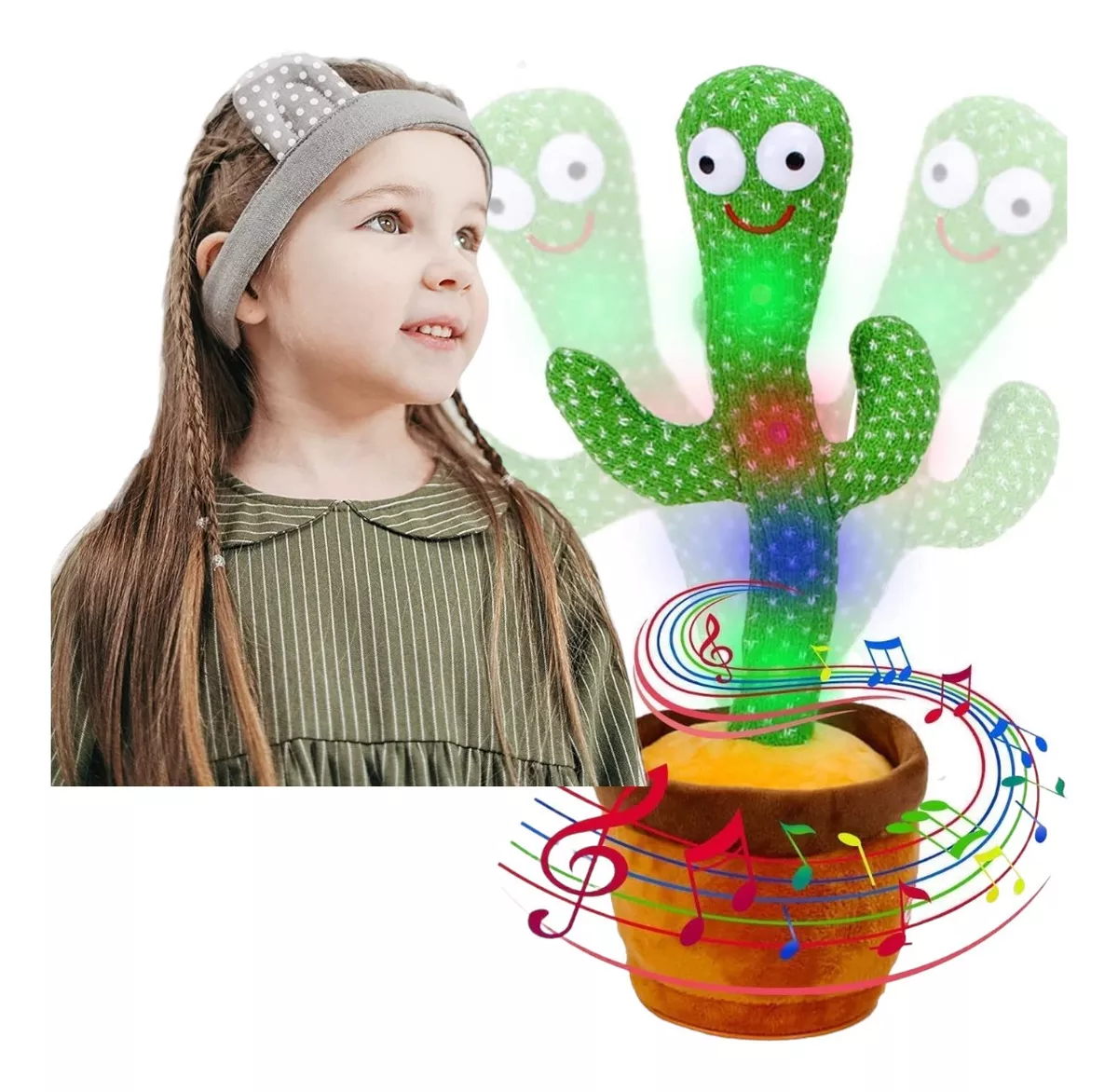 Cactus Bailarin Graba Repite Brilla Recargable Tik Tok Niños