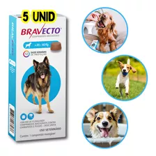 Kit 5un Bravecto Antipulgas E Carrapatos Cães De 20 A 40kg
