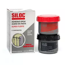 Siloc Epoxi Acero En Pasta Caja Con 2 Potes 200 G Gris Acero