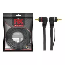 Cabo Rca 2/rca 2 Automotivo 5 Metros 6mm 90 Graus Preto